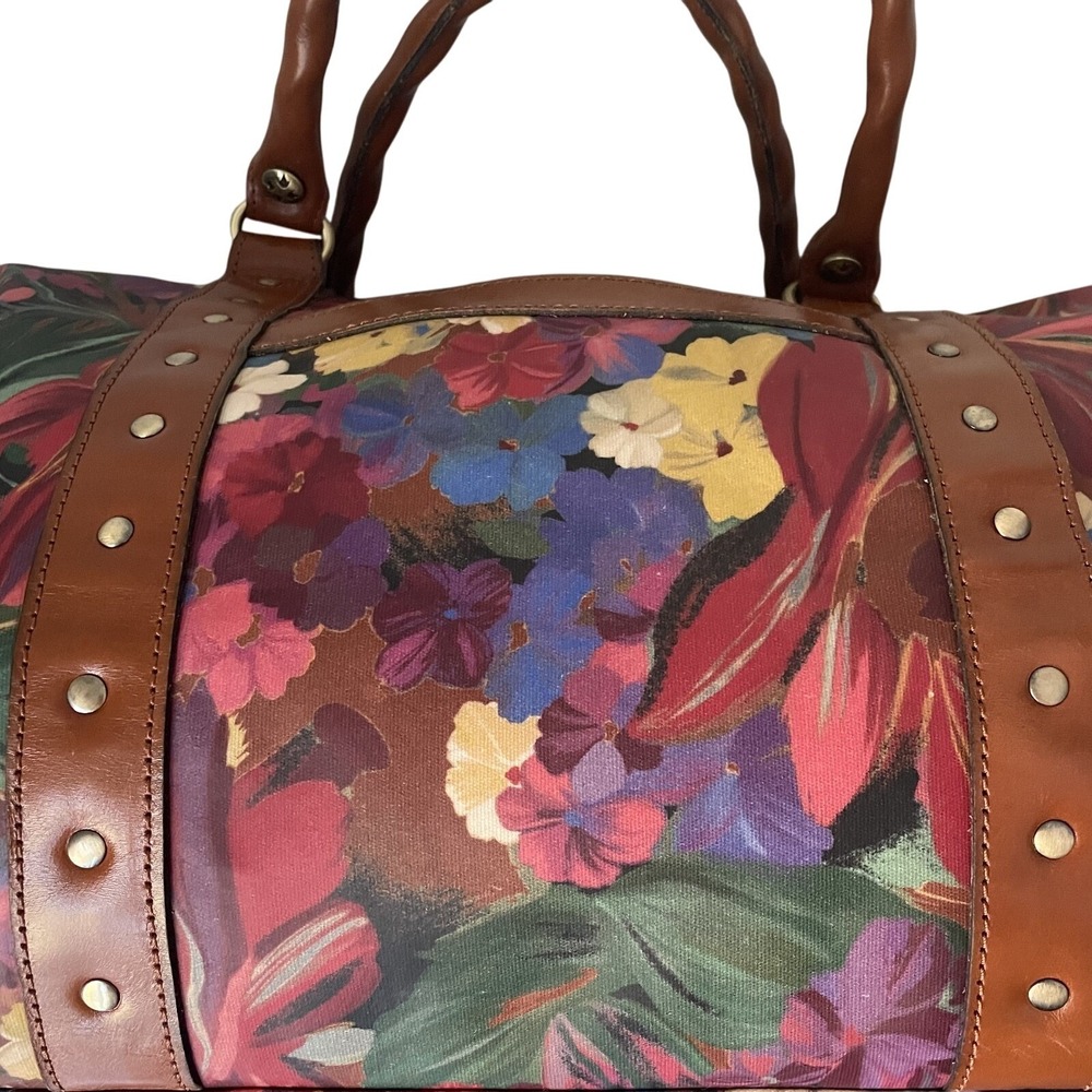 Patricia Nash Milano Patina Summer Florals Duffle Weekender Bag W/ Unused Strap - Picture 7 of 14